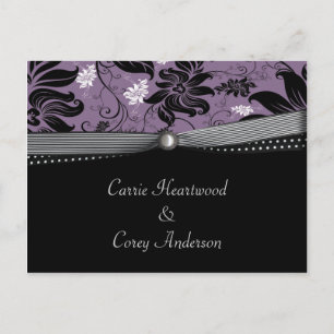 Black Purple Silver Save The Date Announcement Postcard