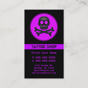 Black purple skull tattoo custom business cards