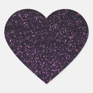 Black purple sparkly glitter heart sticker