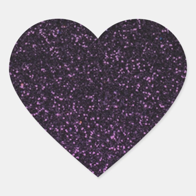 Black purple sparkly glitter heart sticker (Front)