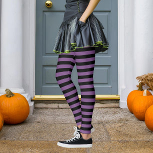 Black & Purple Stripe Wicked Witch Halloween Leggings