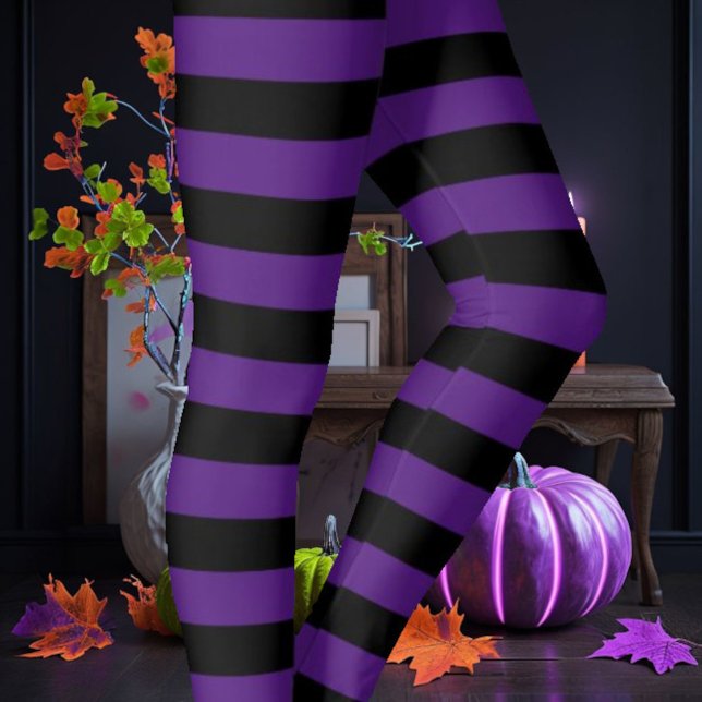 Black & Purple Striped Leggings (Creator Uploaded)