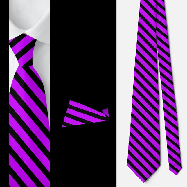 Black Purple Stripes Abstract Pattern     Tie (Creator Uploaded)