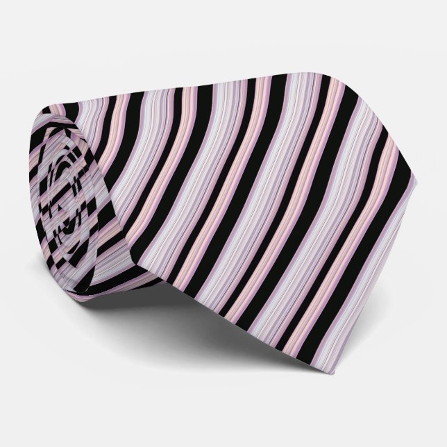 Black Purple Stripes Tie (Rolled)