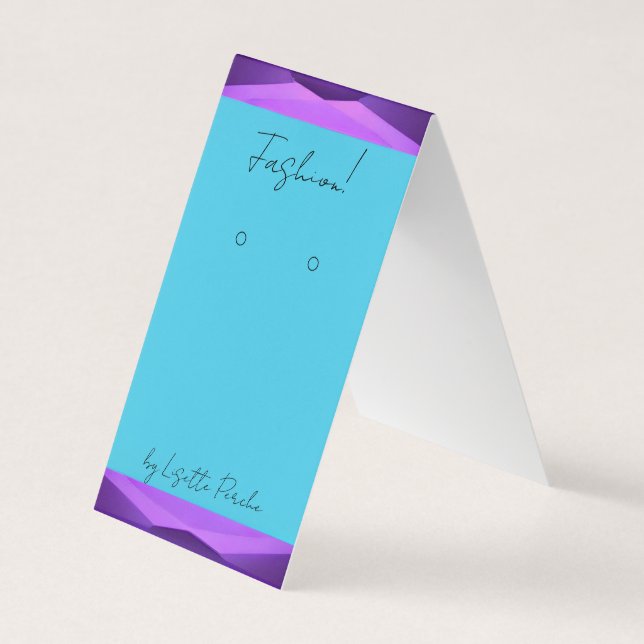 Black Purple Teal Earring Self-Stand Display Card (Front)