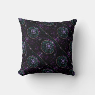 Black Purple Teal Glow Magic Sphere Pattern Cushion