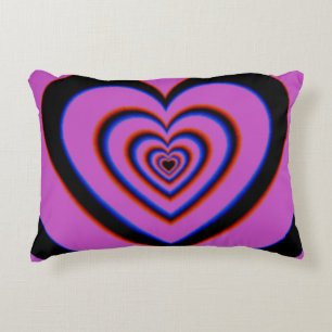 Black Purple Trippy Hypnotic Heart Love Pattern Decorative Cushion