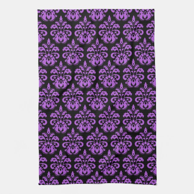 Black purple victorian tea towel (Vertical)