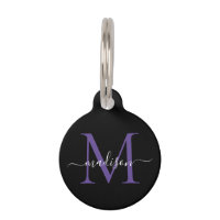 Black Purple Violet Monogram Feminine Script Name