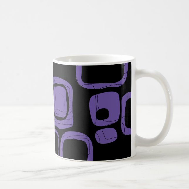 Black, Purple, Violet Retro Abstract Art 2 Coffee Mug (Right)