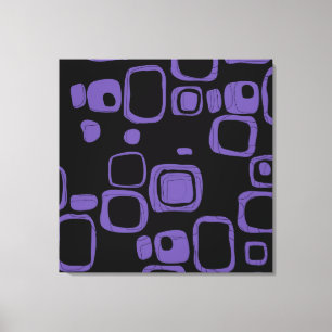 Black, Purple, Violet Retro Abstract Art Canvas