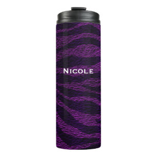 Black & Purple Zebra Print Glamourous Chic Thermal Tumbler