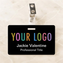 Black PVC Name Badge with Logo Clip Reel Lanyard