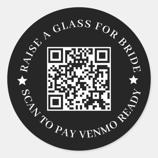 Black QR Bachelor Party Design Classic Round Sticker (Front)