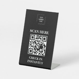 Black QR Business Check In Display Sign
