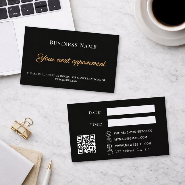 Black QR business customer client appointment card (Creator Uploaded)