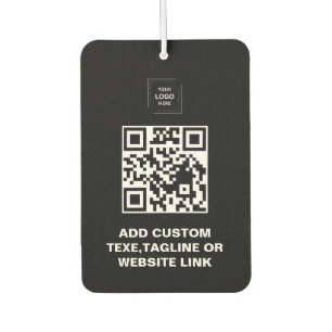 Black QR Code Business Logo Car Air Freshener