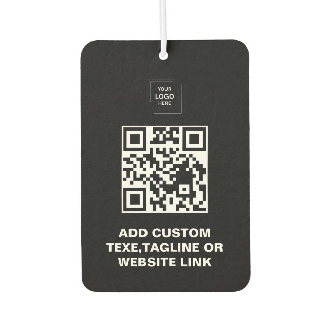 Black QR Code Business Logo Car Air Freshener (Front)