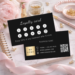 Black qr code business logo loyalty card