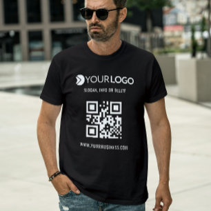 Black QR Code Custom and Promotional Business Logo T-Shirt