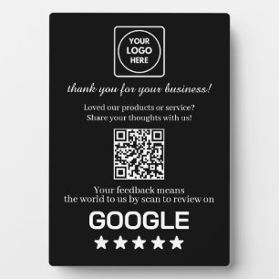 Black QR Code   Google Business Review Display Plaque