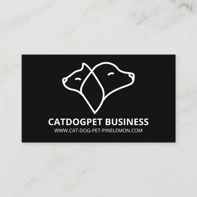 Black Qr Code Logo Dog Cat Pet Business Card (Front)