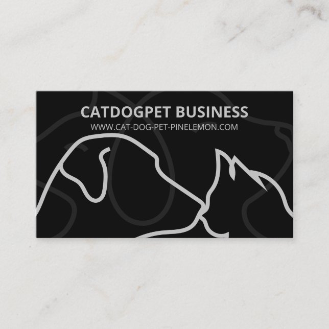 Black QR Code Logo Dogs Cats Pet Business Card (Front)