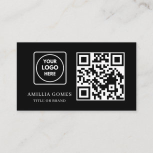 Black QR Code Minimal Modern Custom Contact Business Card