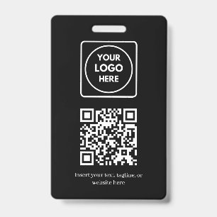 Black QR Code   Modern Business Logo Design ID Badge