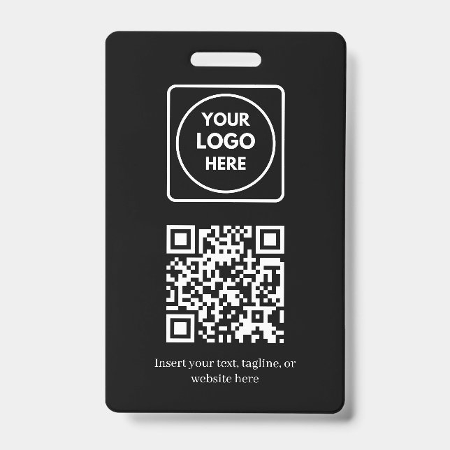 Black QR Code | Modern Business Logo Design ID Badge (Front)