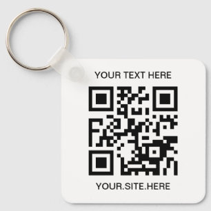 Black QR Code Photo Key Ring