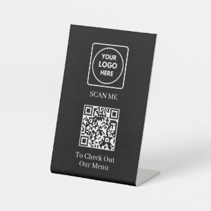 Black QR Code Price List Custom Scan Me Display Pedestal Sign