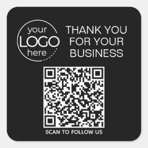 Black QR Code Smart Contact Square Sticker