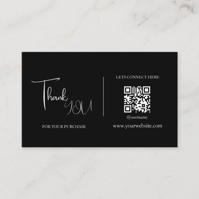 Black QR Code Thank You Card Discount Code  (Front)