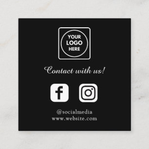 Black QR Connect Social Media Links Square Business Card