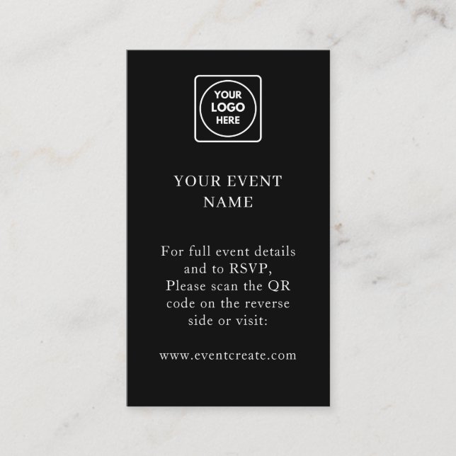 Black QR | Corporate Event Website Link Enclosure Card (Front)
