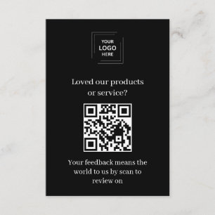 Black QR Customer Feedback Review Insert Card