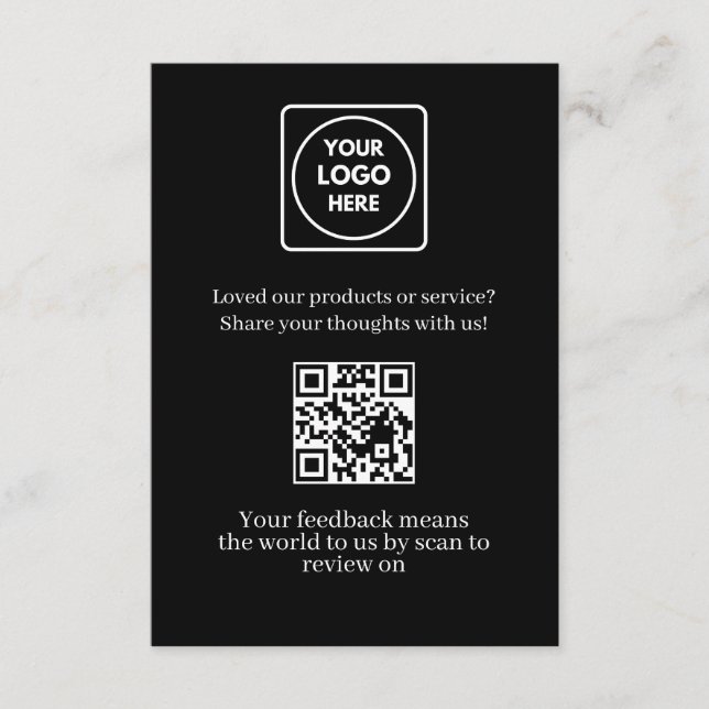 Black QR | Customer Feedback & Review Link Enclosure Card (Front)