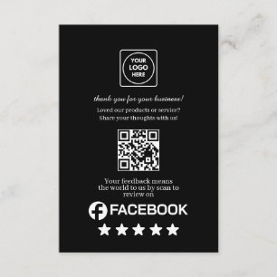 Black QR   Facebook Business Rating Link Enclosure Card