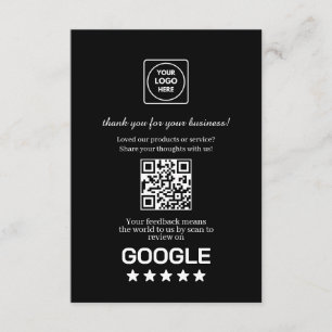 Black QR   Google Review & Rating Link Enclosure Card