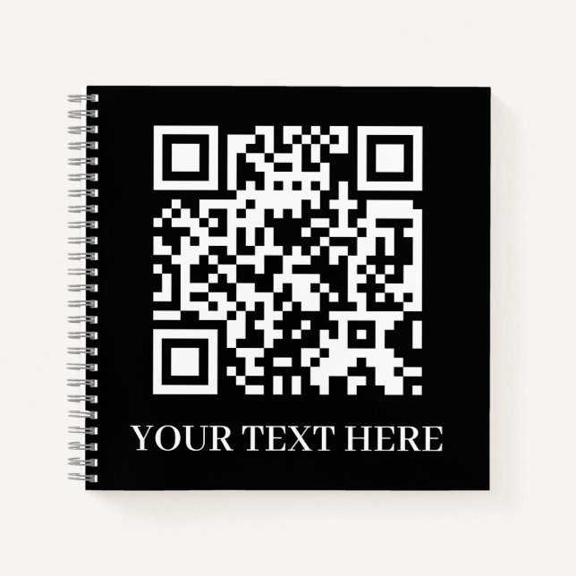 Black QR | Minimalist Scan Me Design Notebook (Front)