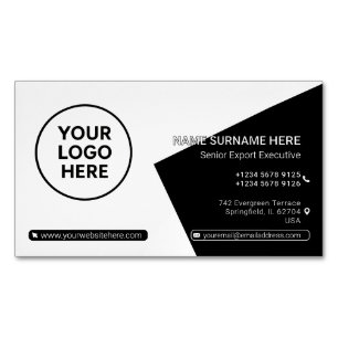 Black QR Professional Corporate Modern Magnetic Business Card