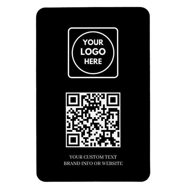 Black QR | Professional Modern Business Logo Magnet (Vertical)