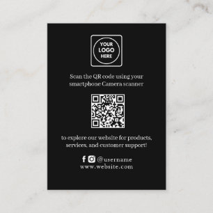 Black QR Scan Me Business Website Link Enclosure Card