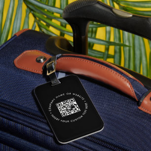 Black QR Website Branding Style Luggage Tag
