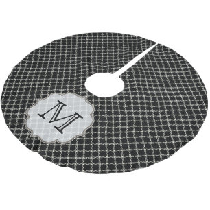 Black Quaterfoil Quart Monogram Initial Tree Skirt