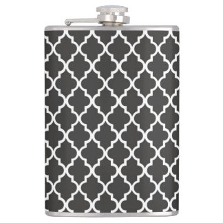 Black Quatrefoil Hip Flask