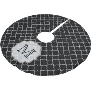 Black Quatrefoil Monogram Initial Tree Skirt