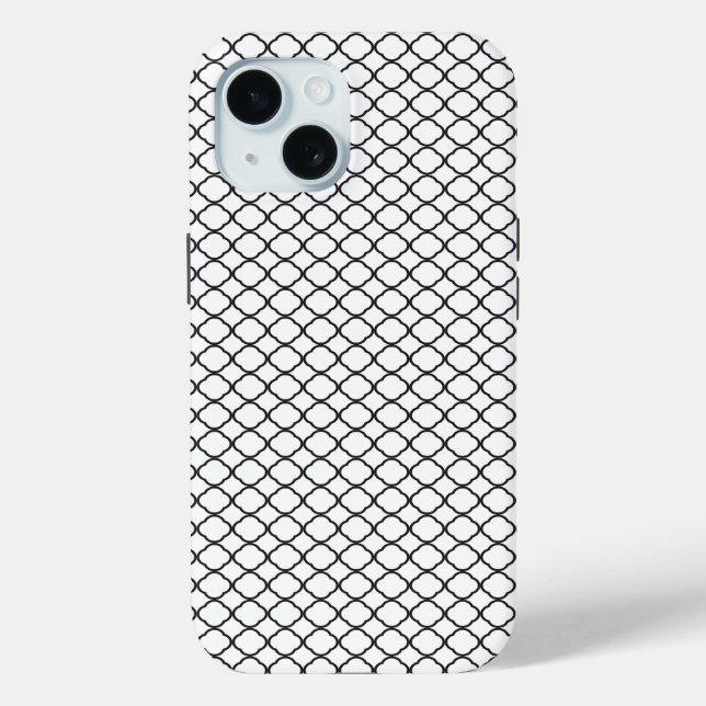 Black Quatrefoil Pattern White Background Case-Mate iPhone Case (Back)
