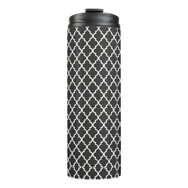 Black Quatrefoil Thermal Tumbler (Front)